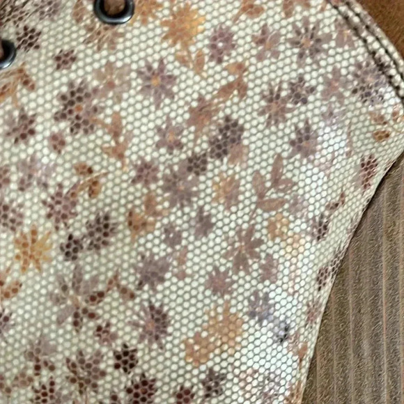 [US8]Toms Desert  Beige/Brown Maple Leaf Pattern Wedge Boots Bootie - Picture 4 of 10